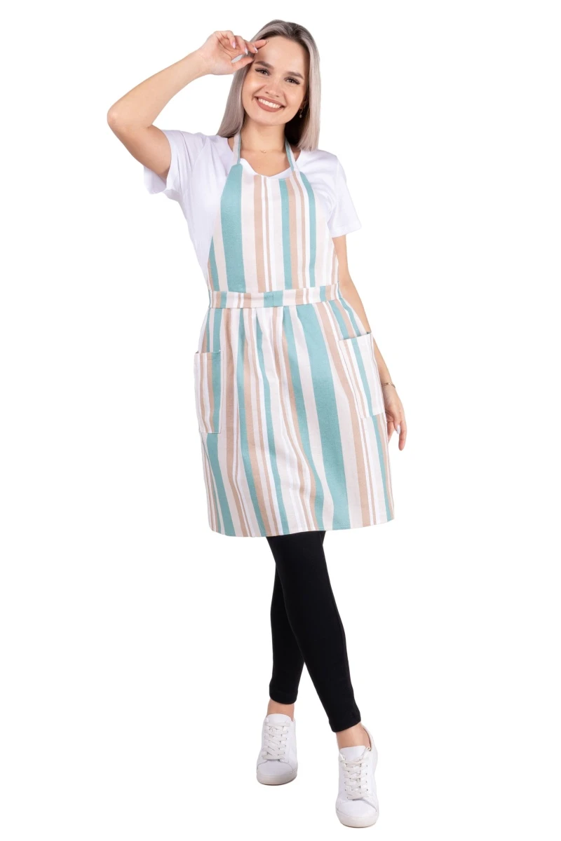 Фартук (ТТ) "Лили" (полоса, ментол), 037 рогожка