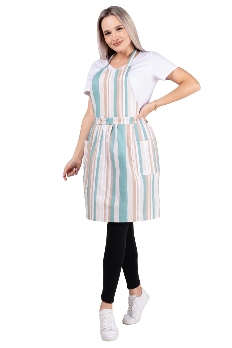 Фартук (ТТ) "Лили" (полоса, ментол), 037 рогожка