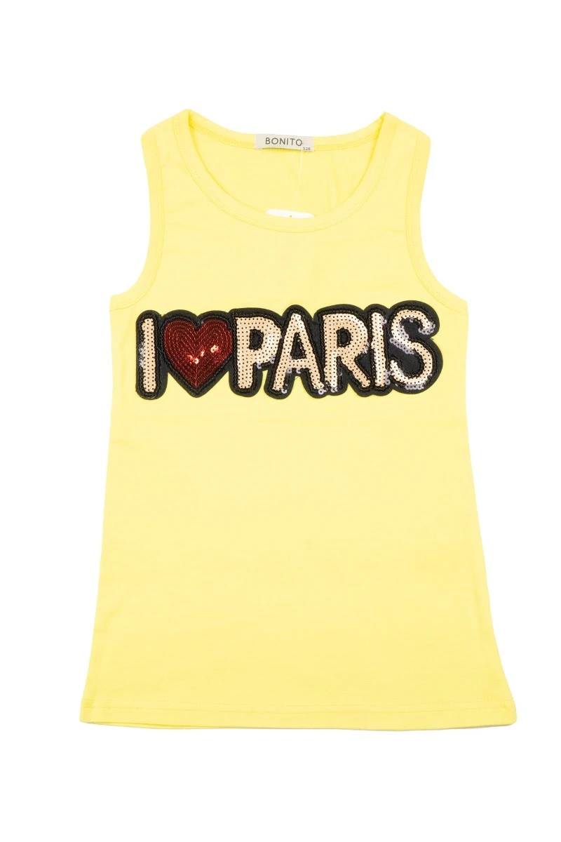 Майка для девочки "Я люблю париж" BK1593M желтый