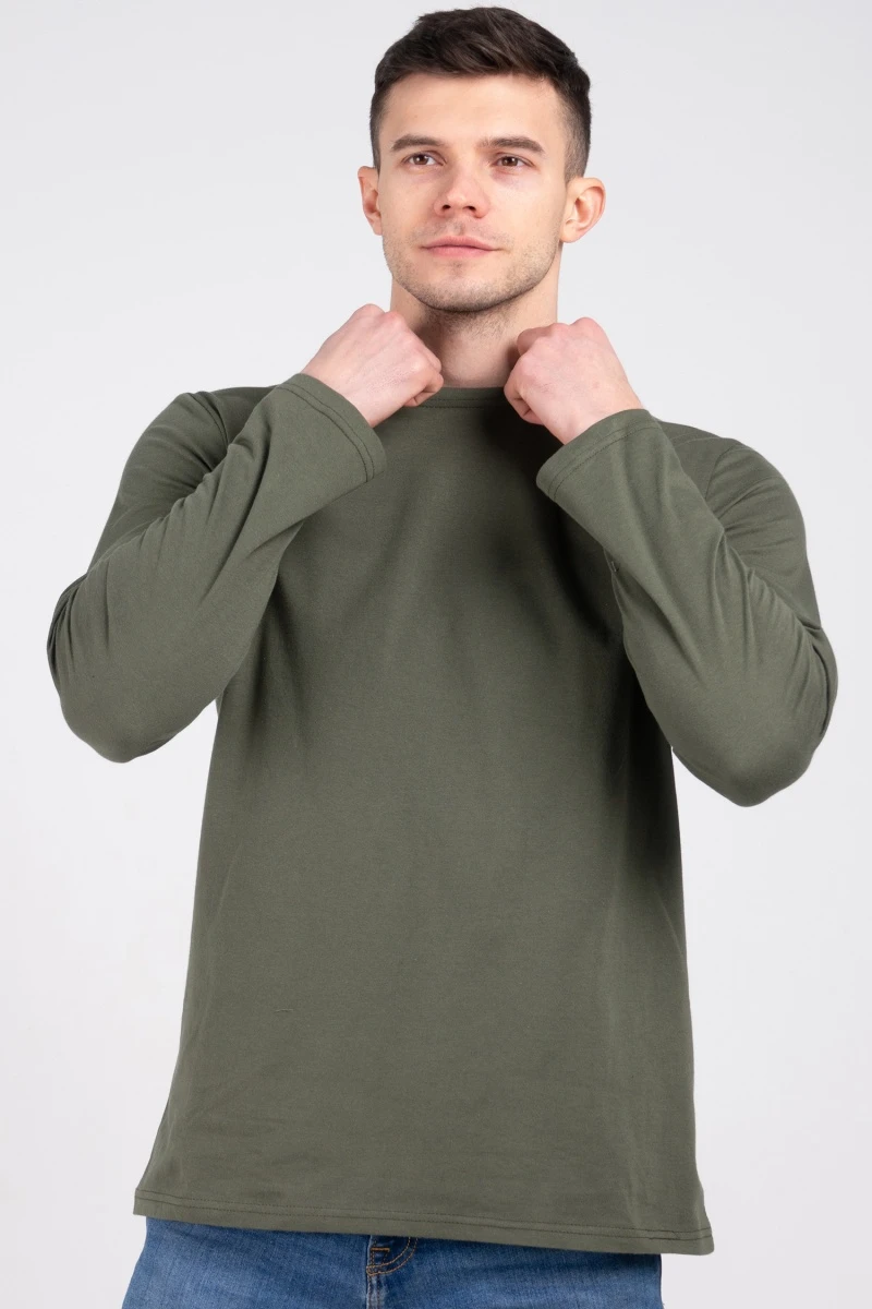 (СК) Лонгслив мужской однотонный, хаки