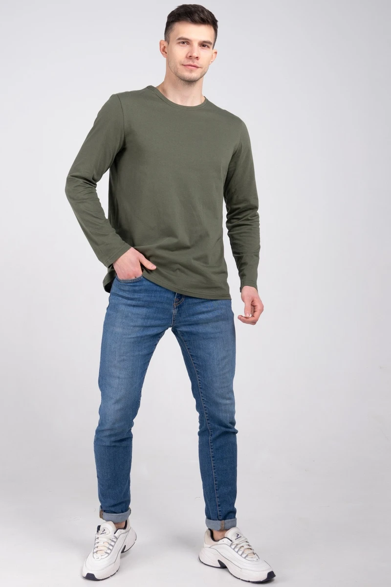 (СК) Лонгслив мужской однотонный, хаки