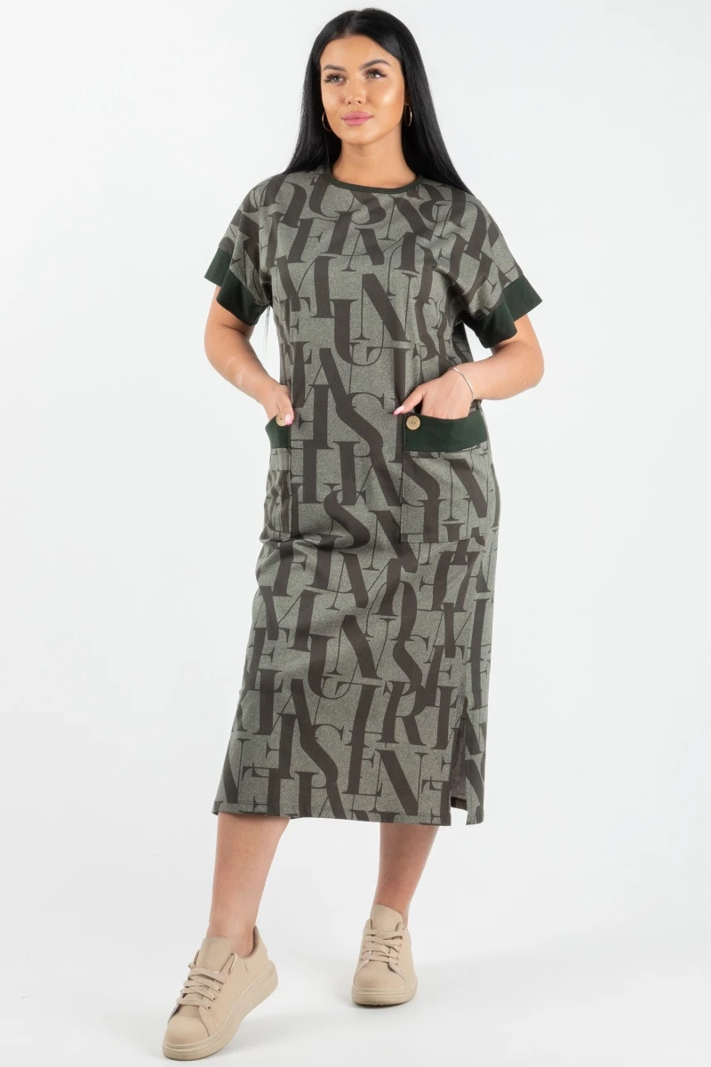 (СК) Платье "Тереза" хаки, буквы
