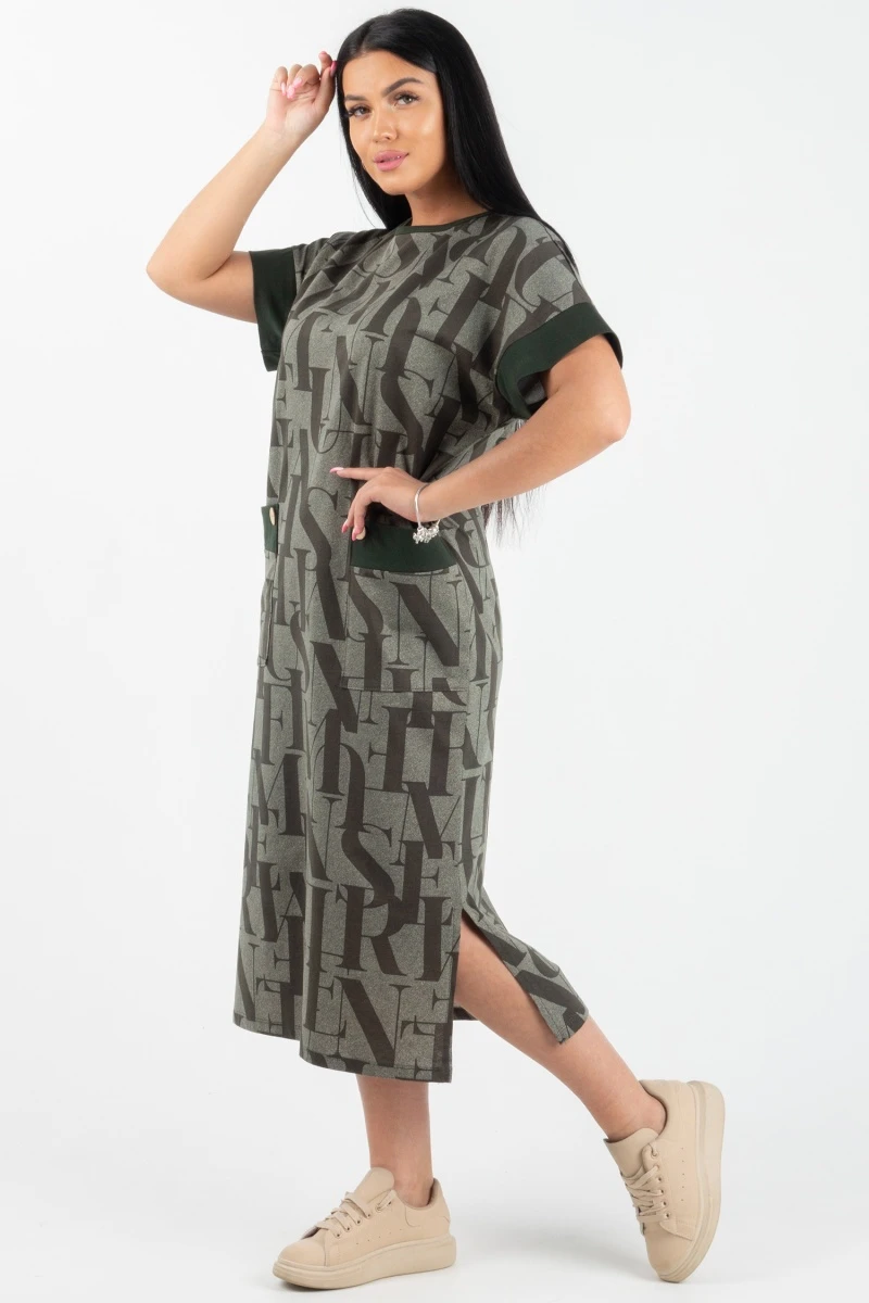 (СК) Платье "Тереза" хаки, буквы