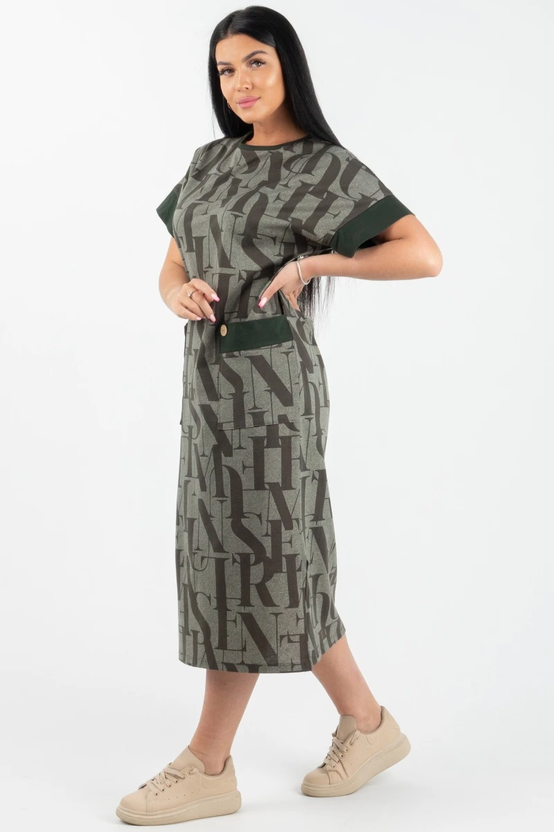 (СК) Платье "Тереза" хаки, буквы