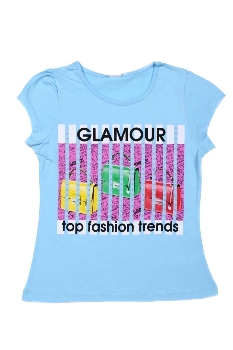 Футболка для девочки "Гламур" ВК003D светло-голубой
