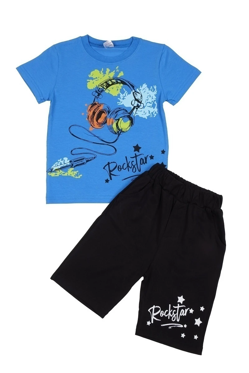 Комплект для мальчика (футболка и шорты) OP1815 Темно-голубой