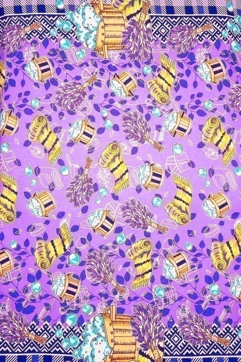 Полотенце пляжное вафельное (ГЛ) 354 Любимая банька (сирень) - 150/100