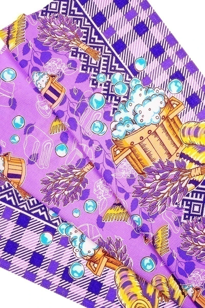 Полотенце пляжное вафельное (ГЛ) 354 Любимая банька (сирень) - 150/100