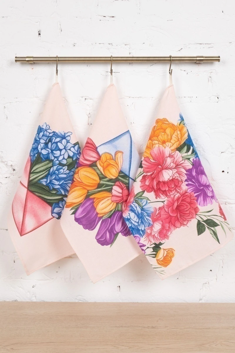 Набор полотенец рогожка (ХБК) 396 Кашарель (розовый) - 3 шт - 45х60 см