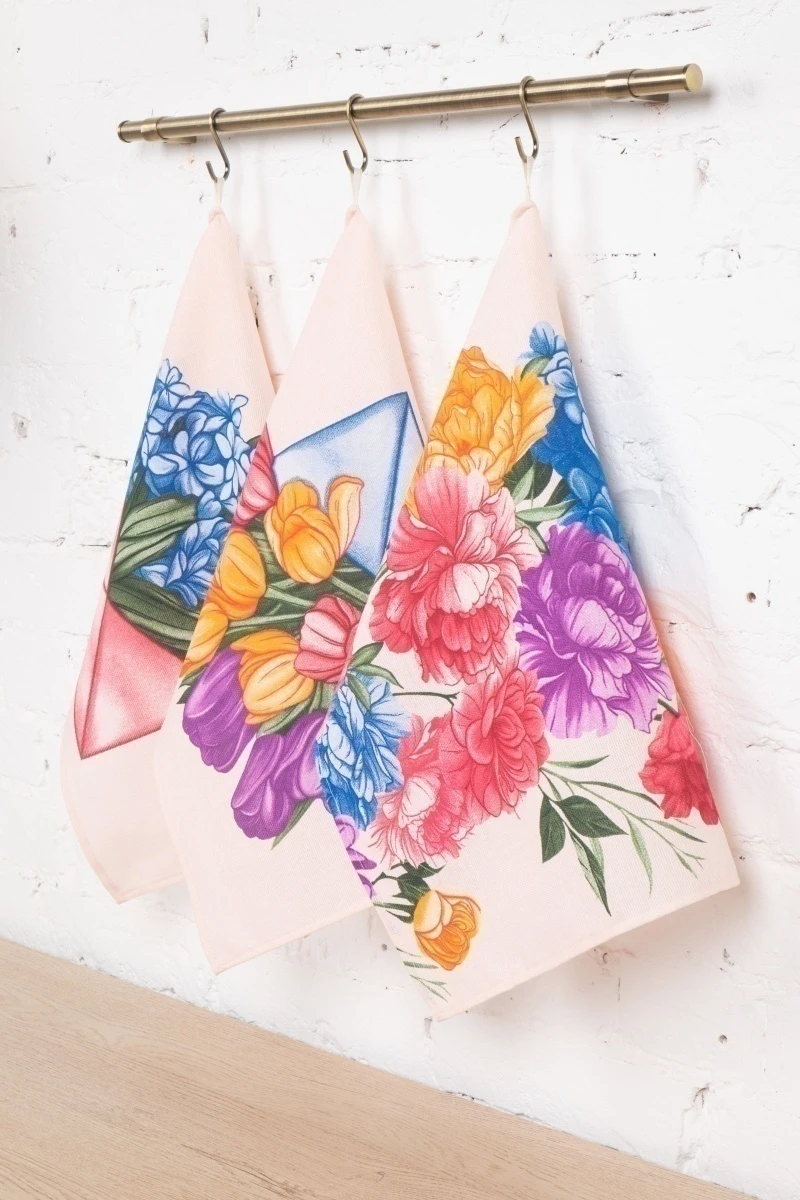 Набор полотенец рогожка (ХБК) 396 Кашарель (розовый) - 3 шт - 45х60 см