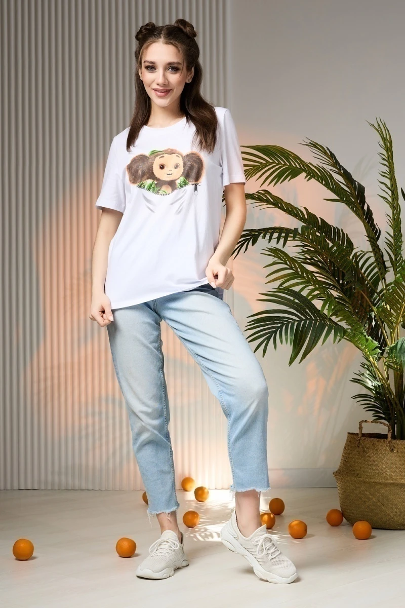 (ВНЛ) Футболка 11856 Чебурашка (белый)