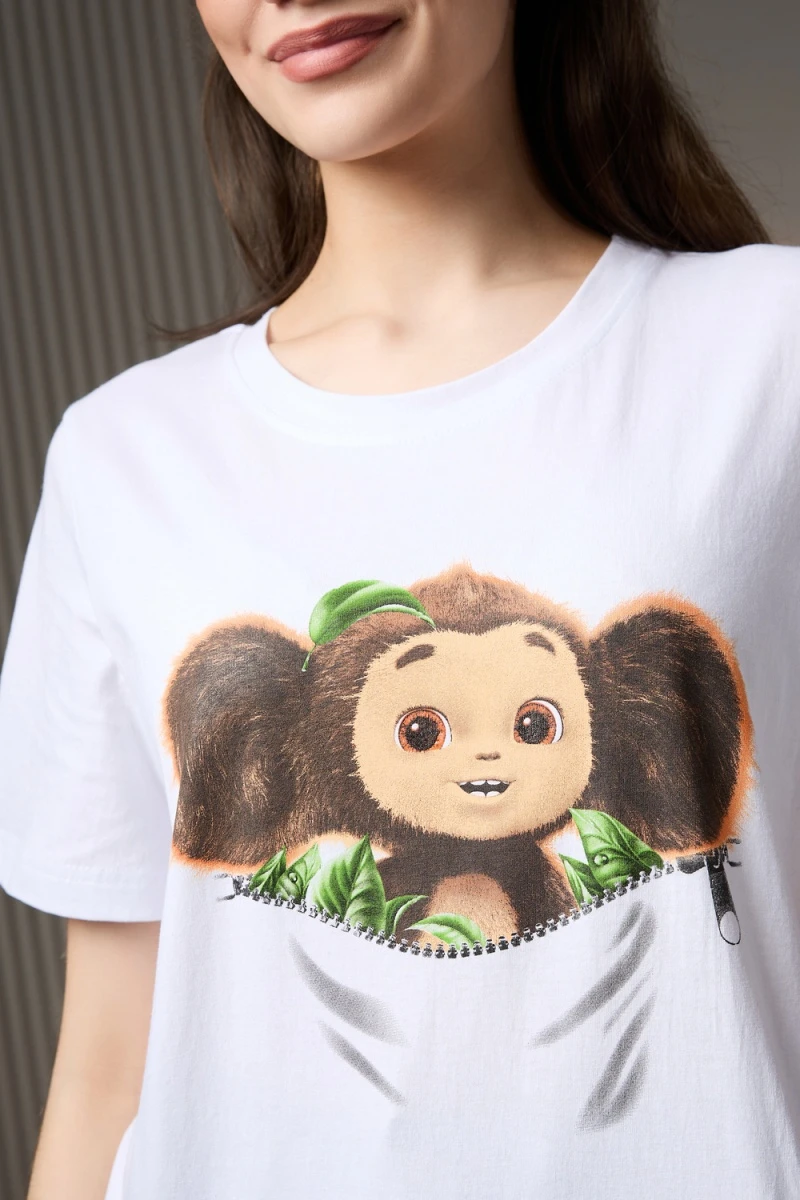 (ВНЛ) Футболка 11856 Чебурашка (белый)