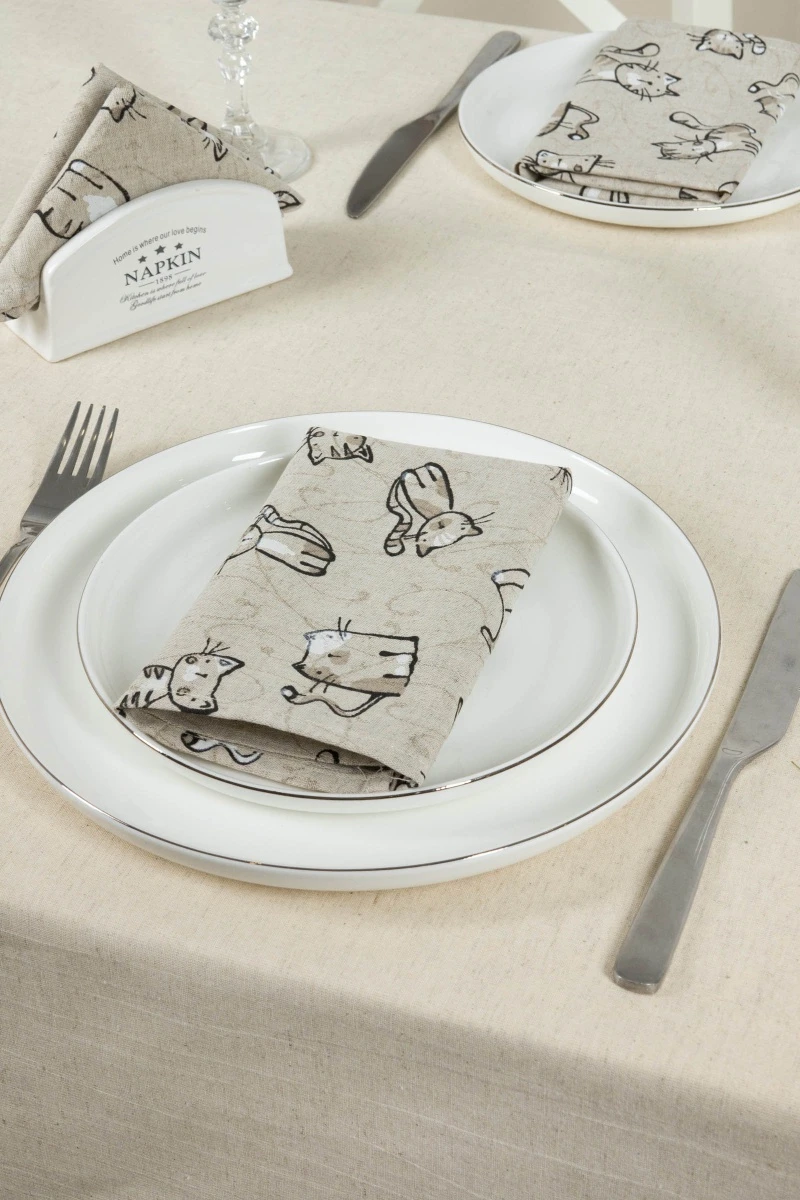 Салфетка полулен (ГП) 115 Китти (чёрный)