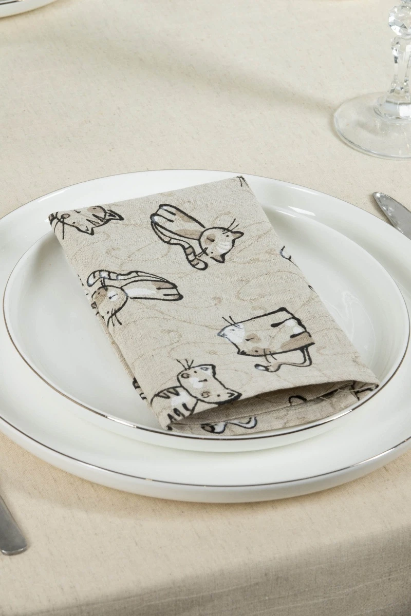 Салфетка полулен (ГП) 115 Китти (чёрный)