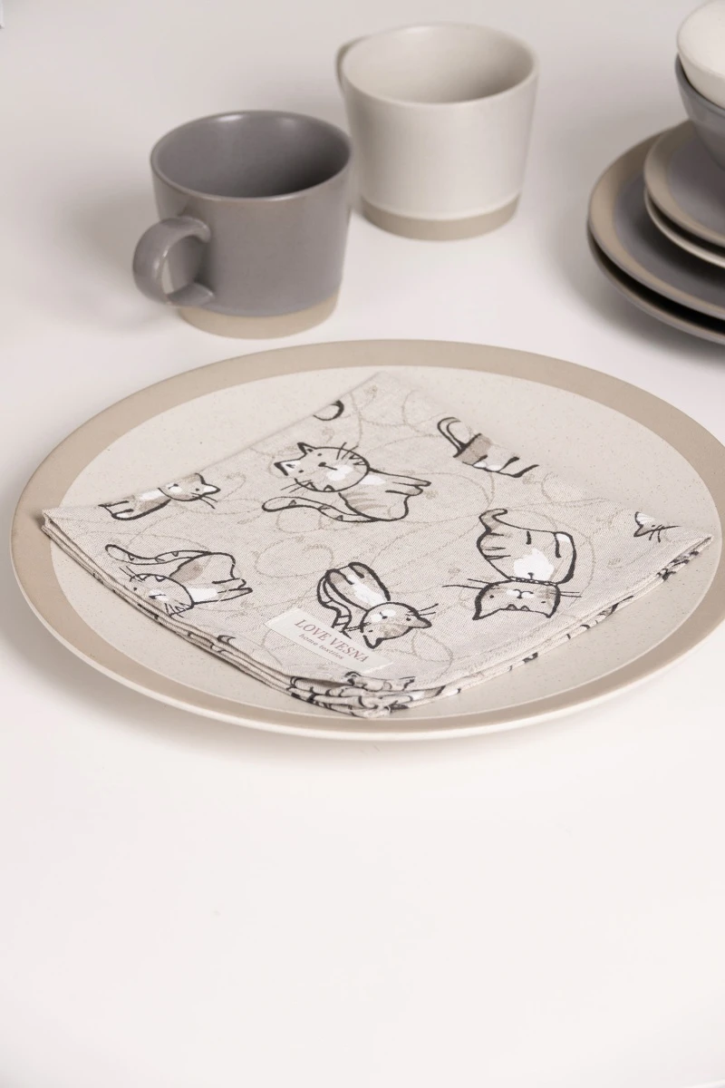 Салфетка полулен (ГП) 115 Китти (чёрный)