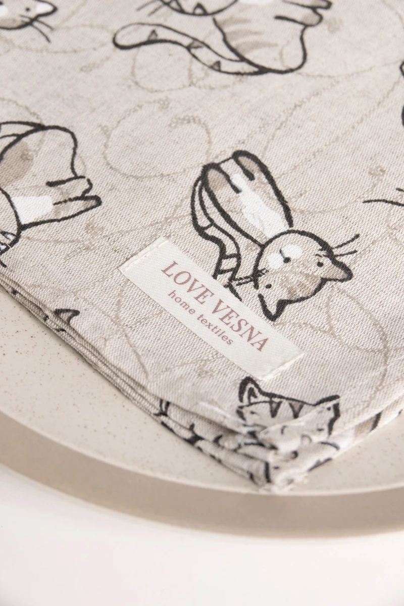 Салфетка полулен (ГП) 115 Китти (чёрный)