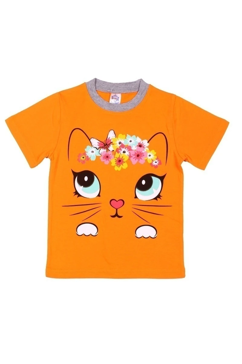 Футболка для девочки "Котик милашка" BK002D оранжевый