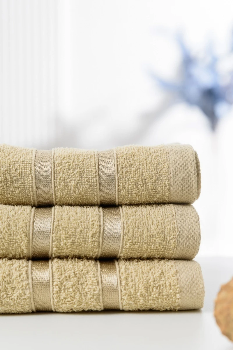 (ВНЛ) Полотенце 14418 Комплект 3 шт 350 грМ2 30*60; 50*80; 70*130 (бежевый)