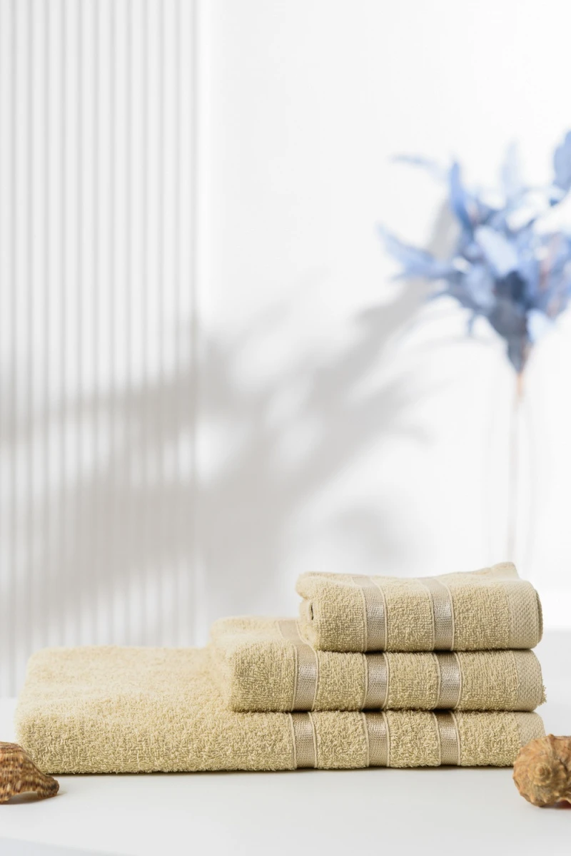 (ВНЛ) Полотенце 14418 Комплект 3 шт 350 грМ2 30*60; 50*80; 70*130 (бежевый)