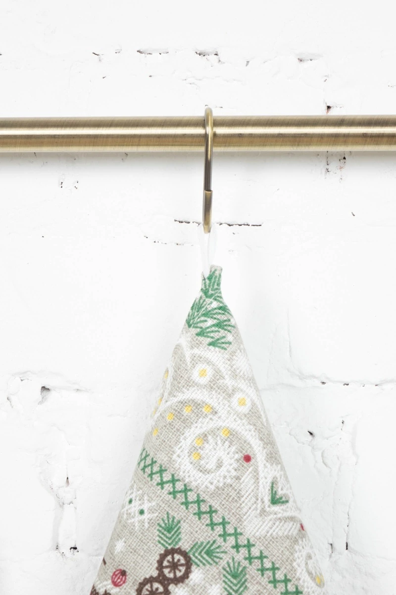 Набор полотенец рогожка (Пром) 224 Домики зимой (песочный) - 3 шт - 35х75 см