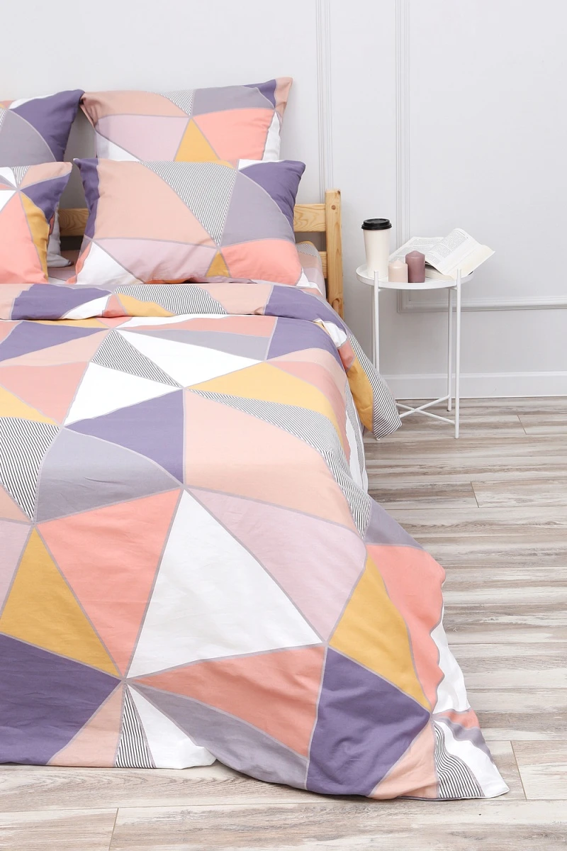 (ВНЛ) Простыня на резинке поплин Геометрия (рыжий,беж)