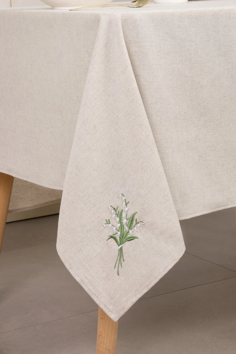 Скатерть полулен Льняная с вышивкой Ландыш (ГОС)