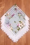 Салфетка из рогожки с кружевом 035 Цвет вишни (серо-голубой) (вид 3)