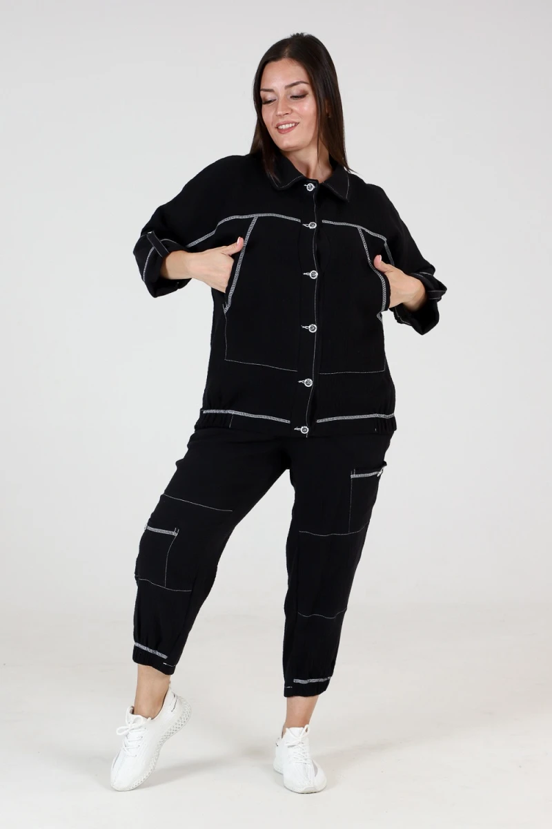 (ВНЛ) Костюм с брюками 9148 (черный)