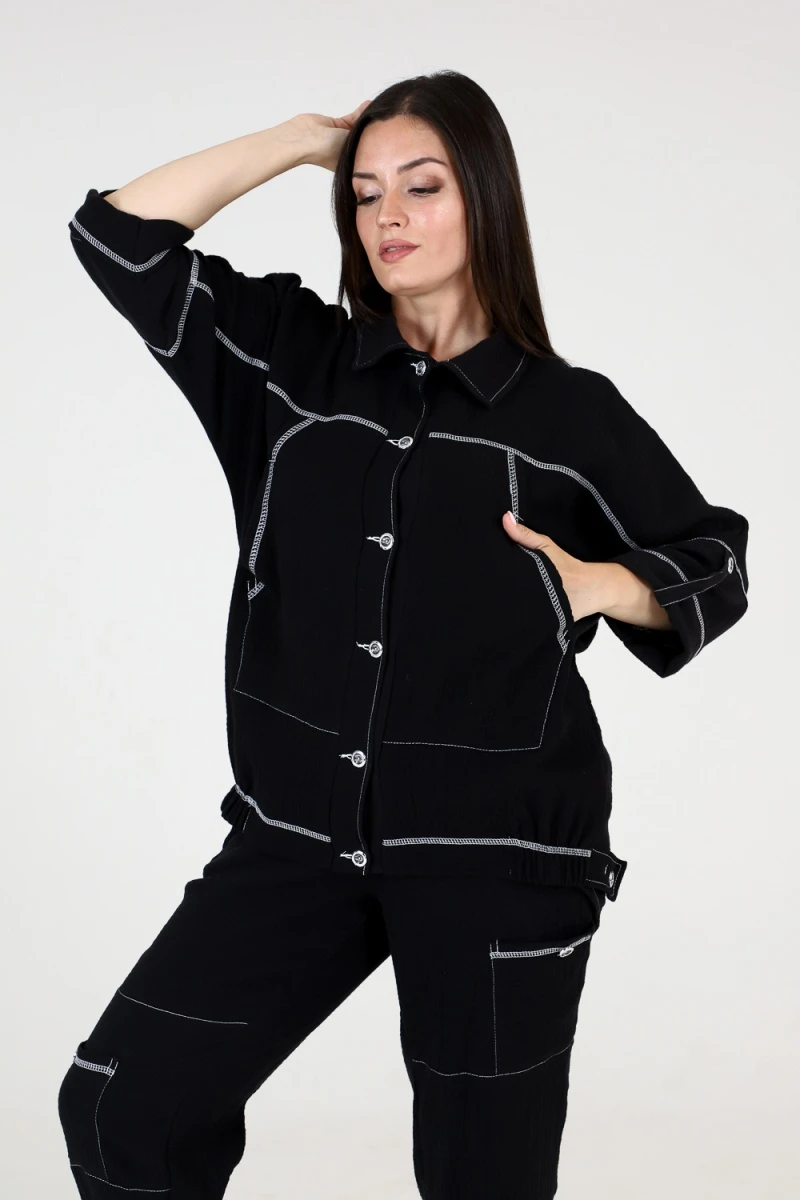 (ВНЛ) Костюм с брюками 9148 (черный)