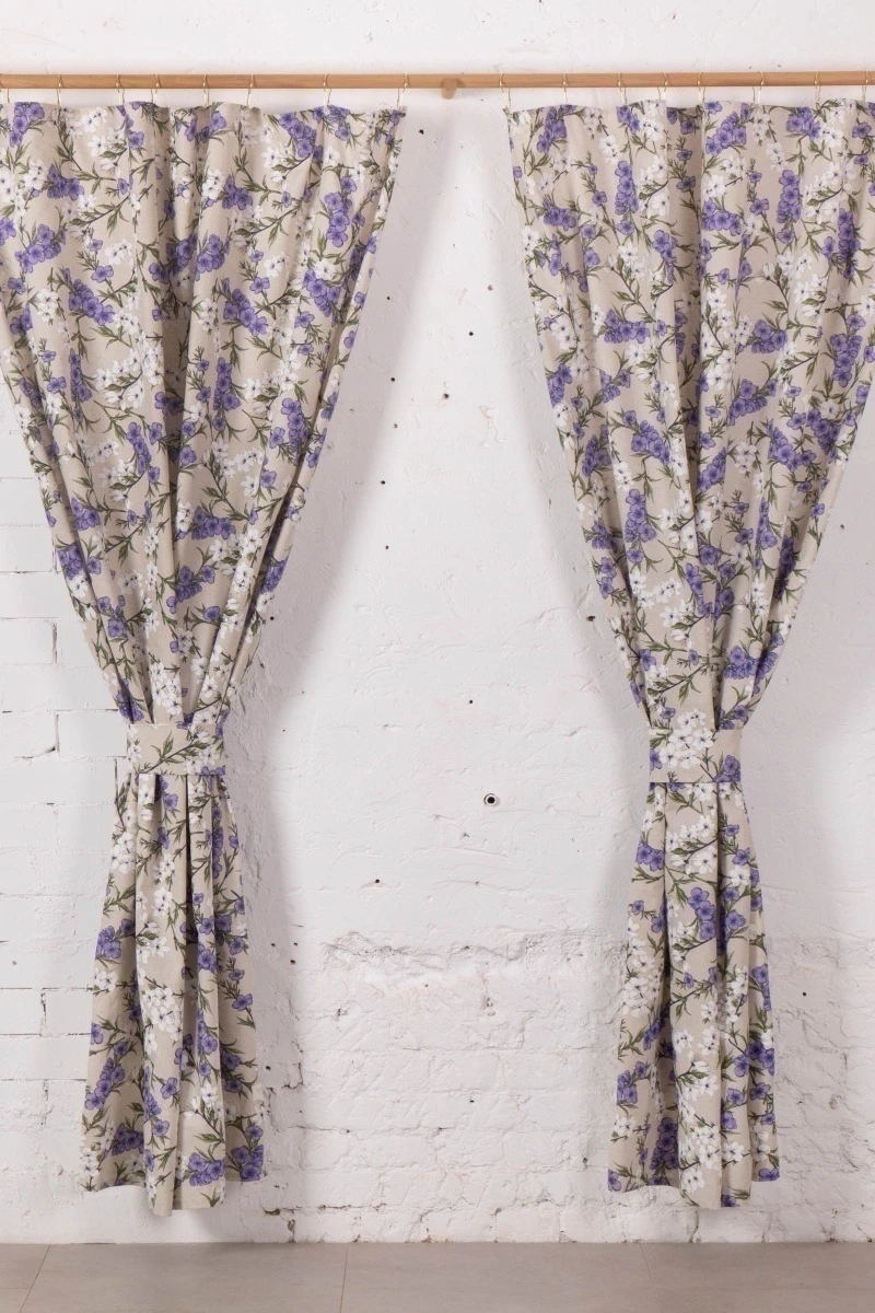 Комплект штор из полульна "ГЯ" Дикая вишня (сиреневый) (220*145 см)