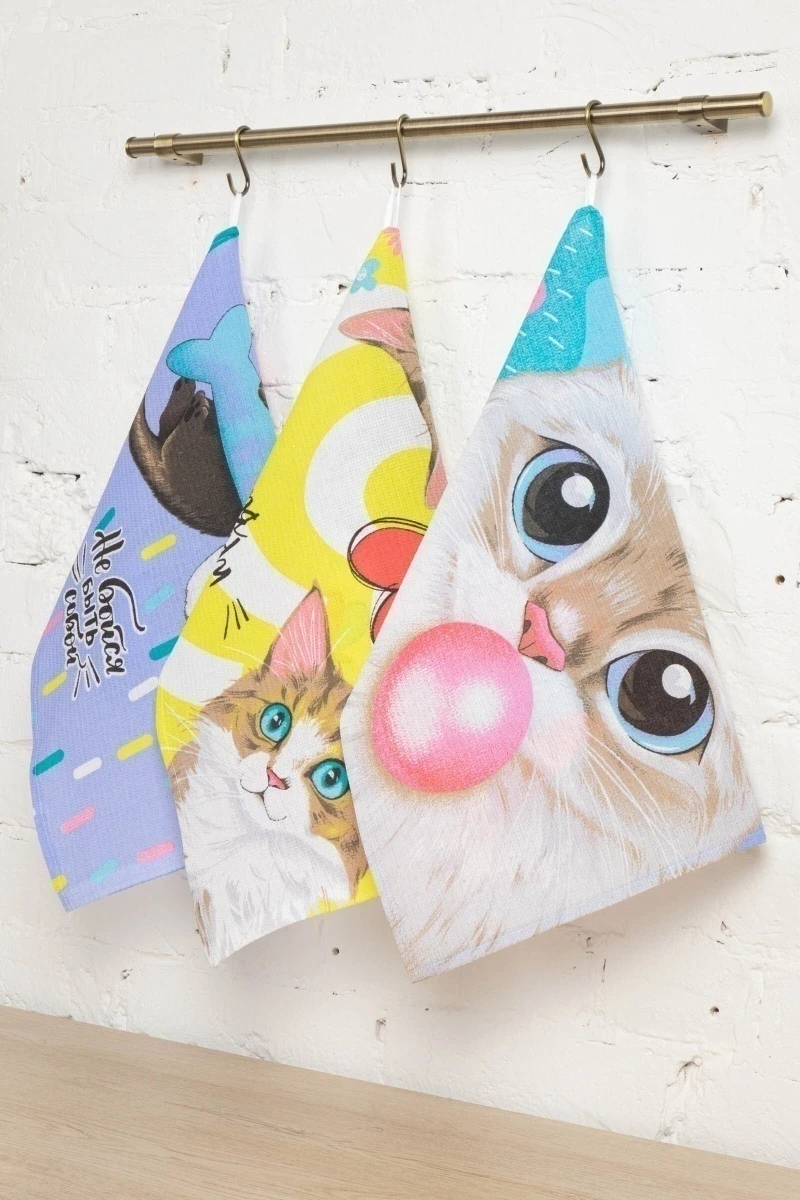 Набор вафельных полотенец (ТТ) 330 Радуйся простым вещам - 3 шт - 45х60 см