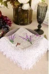Салфетка из рогожки с кружевом 002 Букеты лаванды (вид 1)