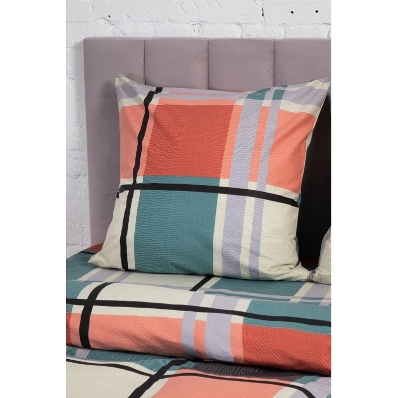 КПБ бязь Премиум ГОСТ "ХБК" 140г/м "Закат в клетке" р. 1.5 сп. (70x70)