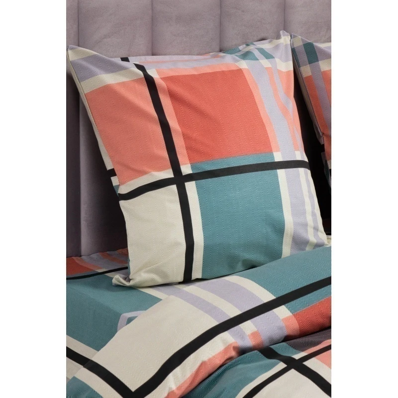 КПБ бязь Премиум ГОСТ "ХБК" 140г/м "Закат в клетке" р. 1.5 сп. (70x70)