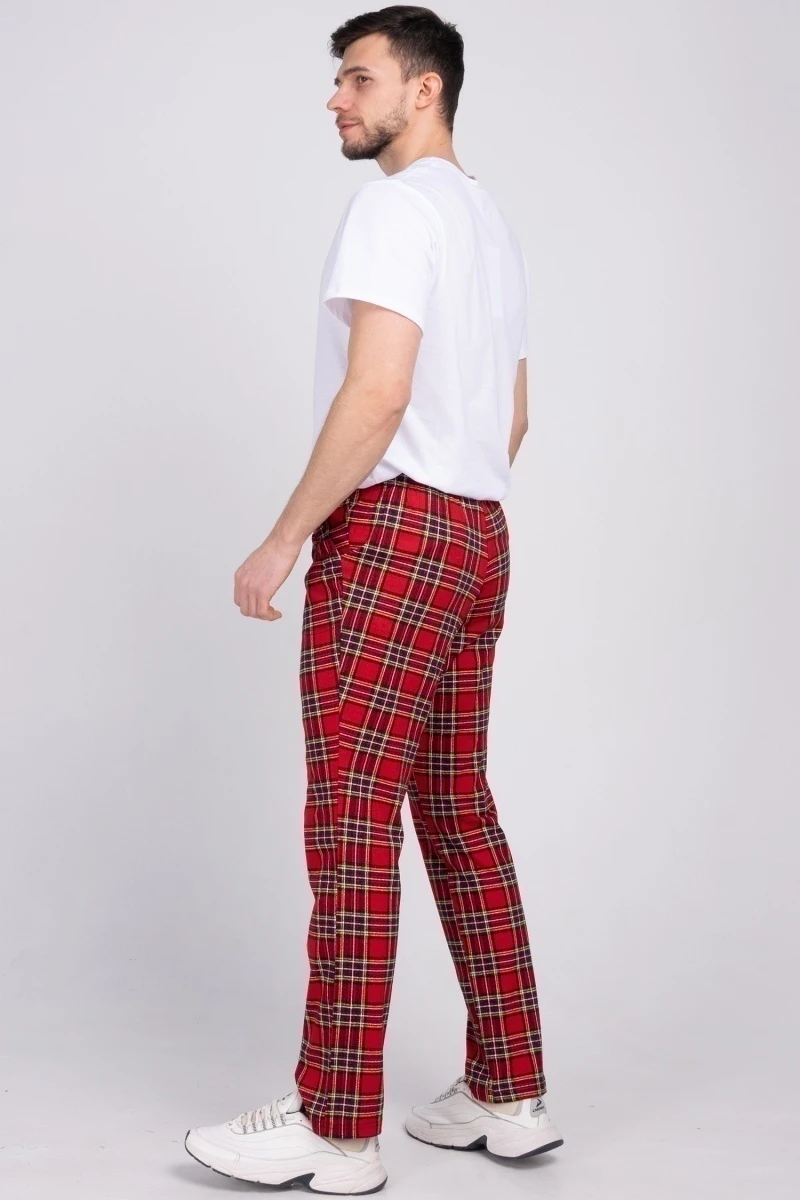 (СК) Брюки мужские "Ральф" красный, шотландка