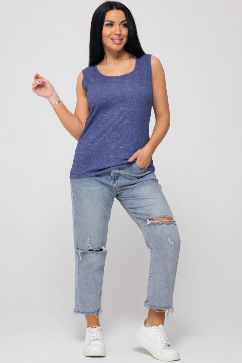 (СК) Майка женская "Флора" синий, джинс