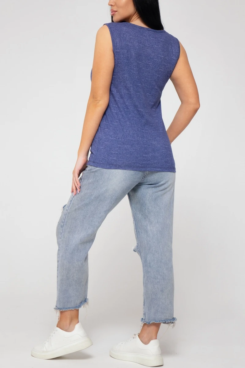 (СК) Майка женская "Флора" синий, джинс