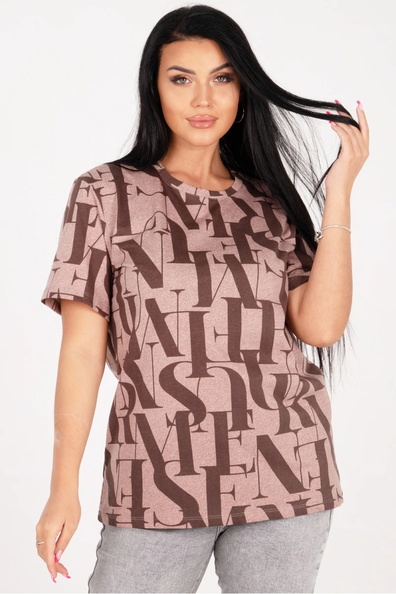 (СК) Футболка женская "Ника" шоколад, буквы