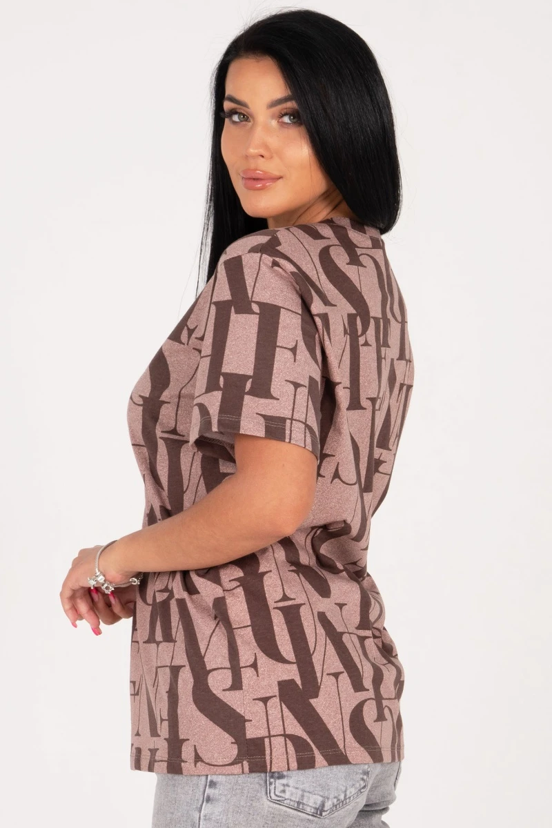 (СК) Футболка женская "Ника" шоколад, буквы