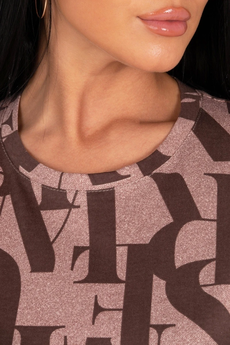 (СК) Футболка женская "Ника" шоколад, буквы