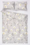 1 + 2 Пододеяльник и 2 наволочки бязь "Ромашки" серый, 50х70 см (28168/1, "ГОС")_