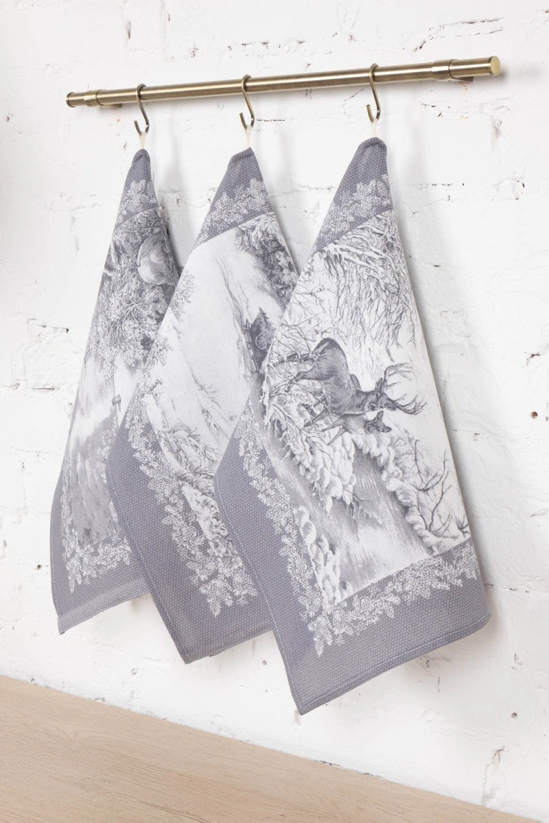 Набор полотенец рогожка (Диз) 015 Зимний лес - 3 шт - 45х60 см