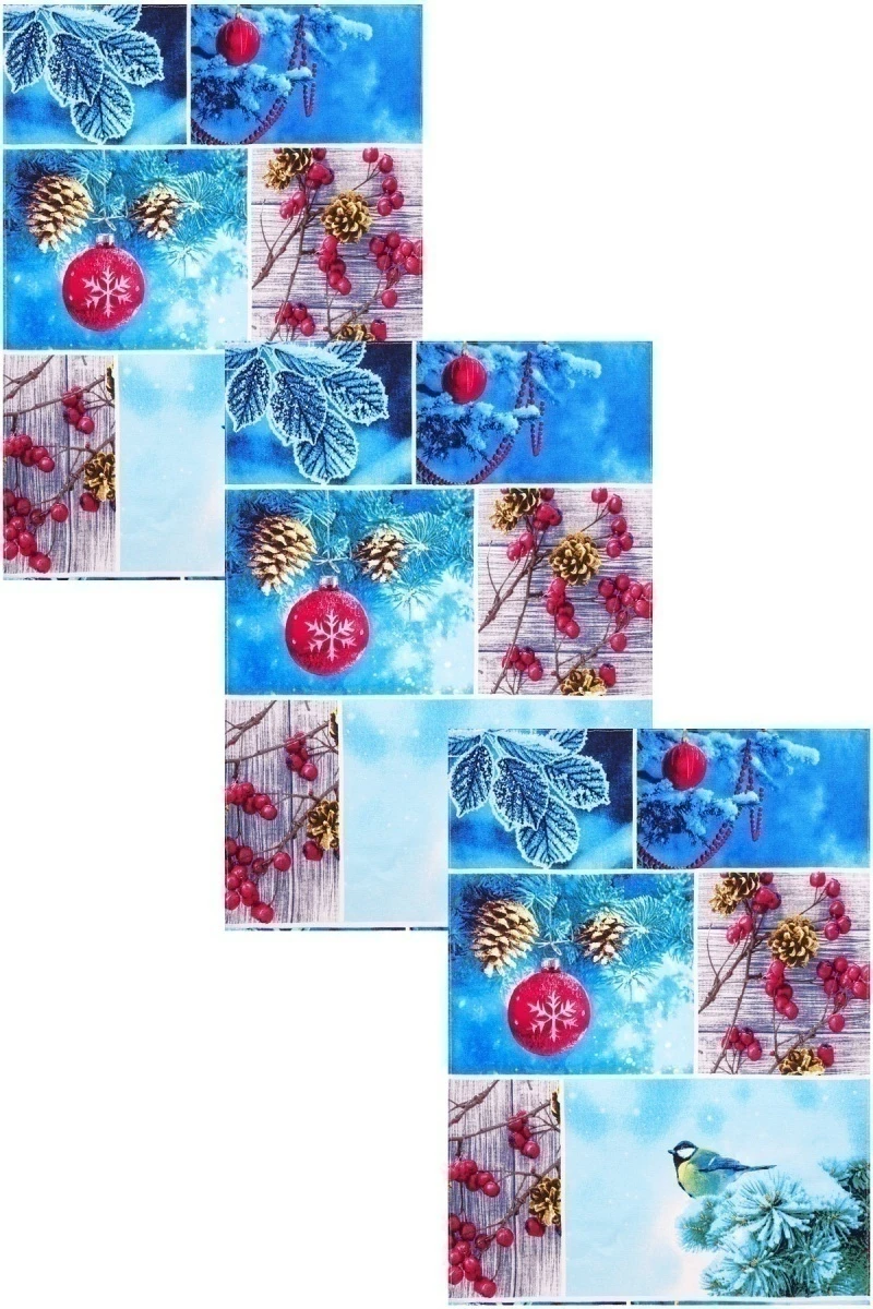 Набор полотенец рогожка (Диз) 012 Новогодняя ночь - 3 шт - 45х60 см