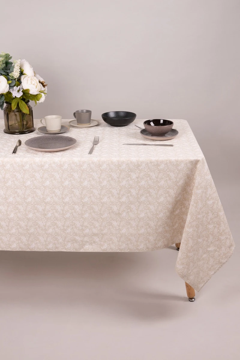 Скатерть полулён "ГП" Птицы (жаккард)