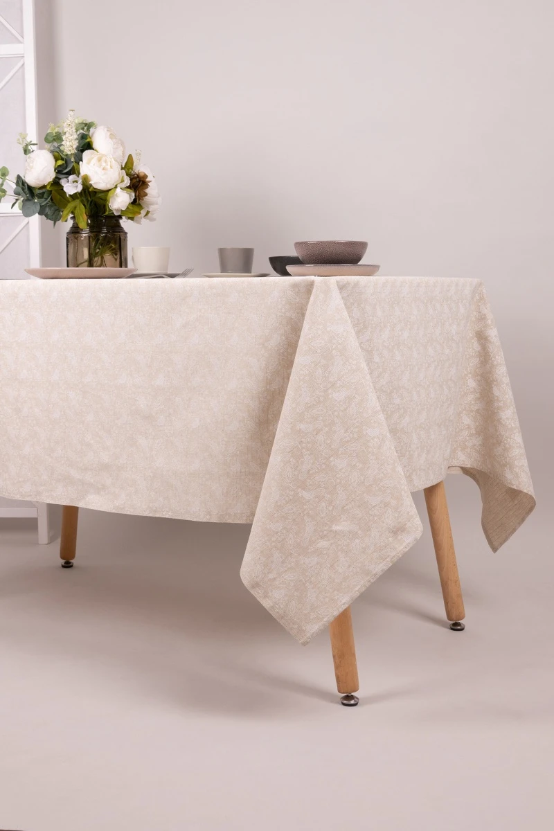 Скатерть полулён "ГП" Птицы (жаккард)