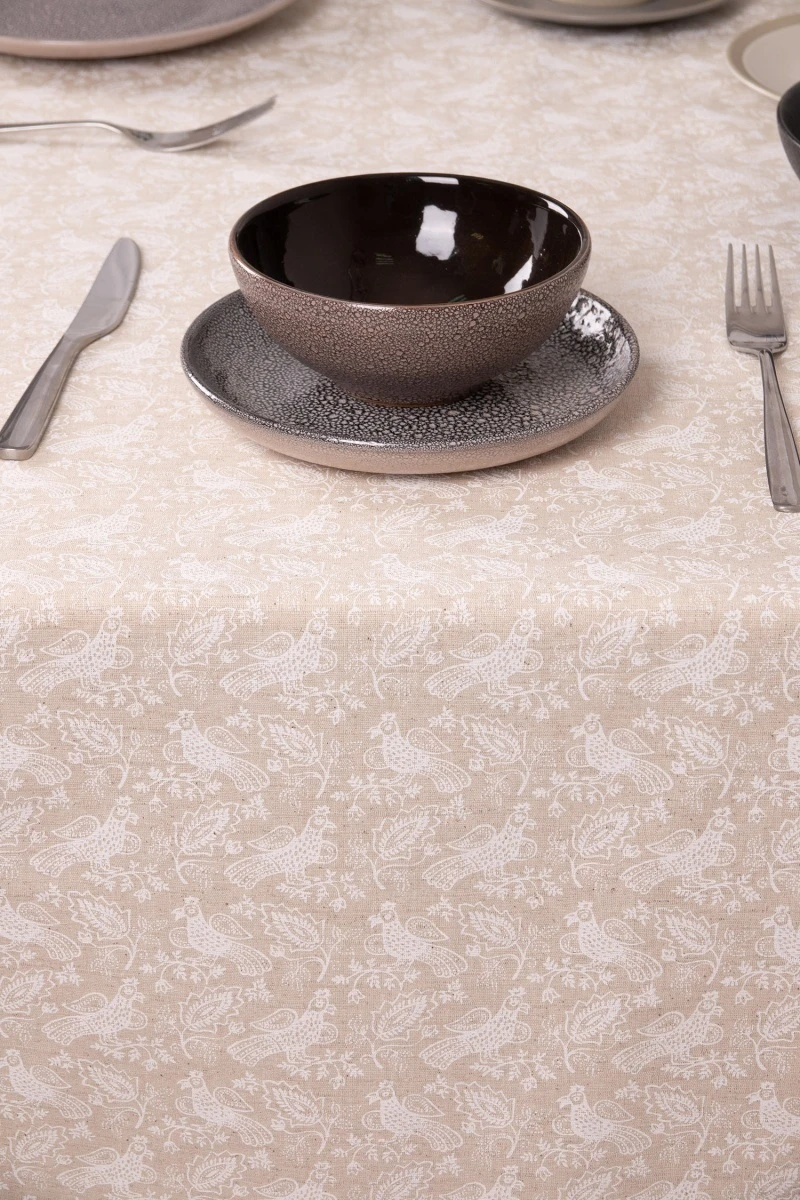 Скатерть полулён "ГП" Птицы (жаккард)