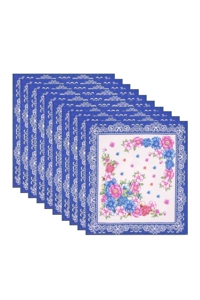 (К) Носовые платки 30х30 см синий 027 (10 штук)