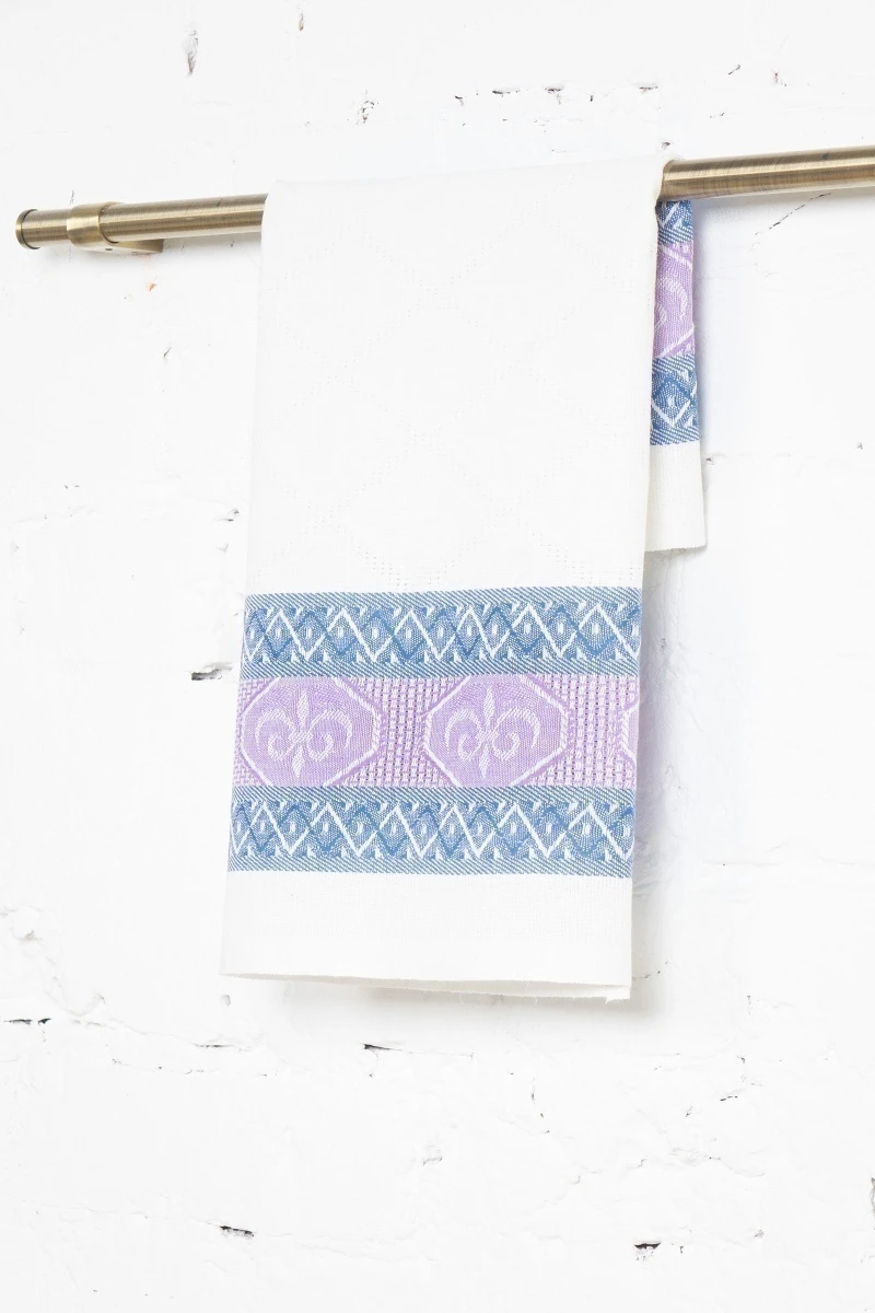 Полотенце полулен жаккард (ТЛ) 341 Корона (фиолетовый+синий) 1*253-61 - 50/65