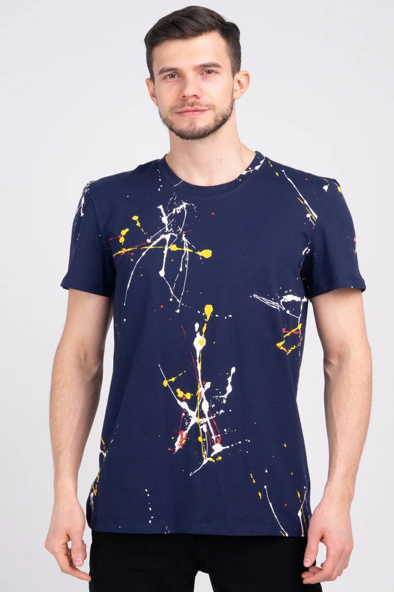 (СК) Футболка мужская "Полет" темно-синий, абстракция