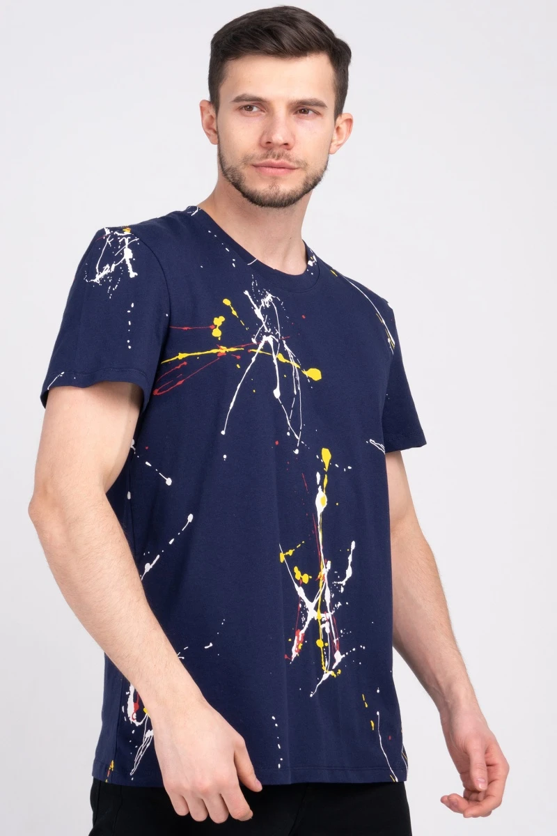 (СК) Футболка мужская "Полет" темно-синий, абстракция